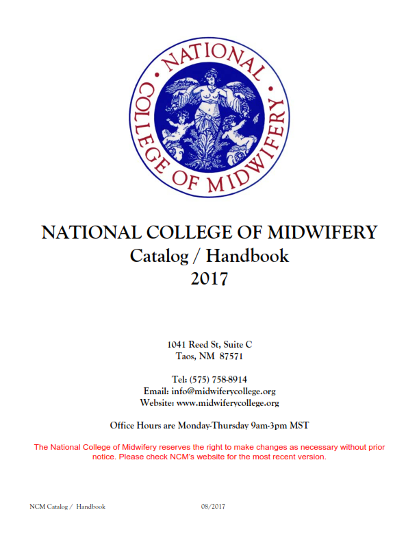 National College Of Midwifery : Catalog / Handbook